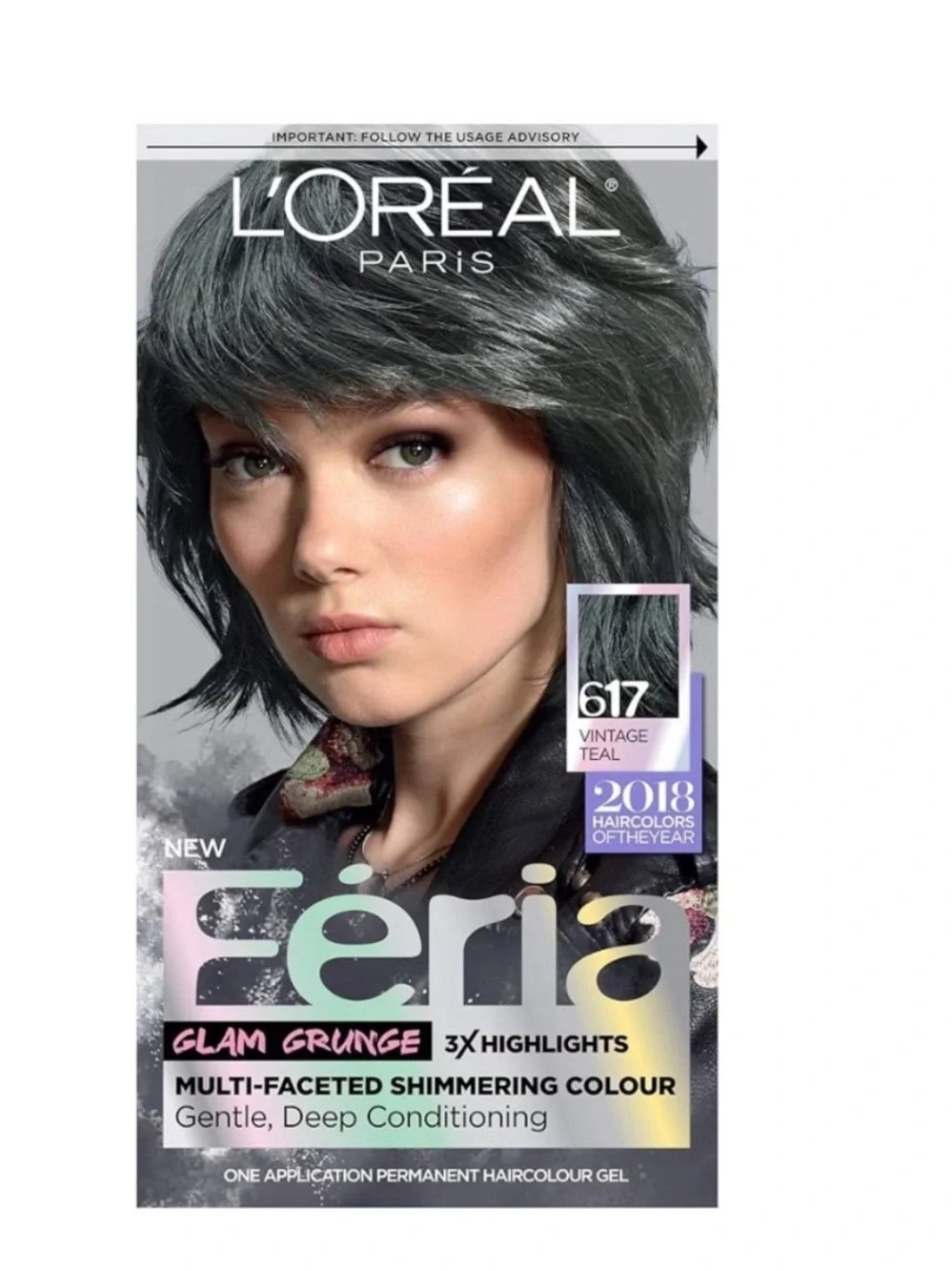 L’Oréal Féria 2 Glam Grunge Shimmering Hair Color 617 Vintage Teal Halloween